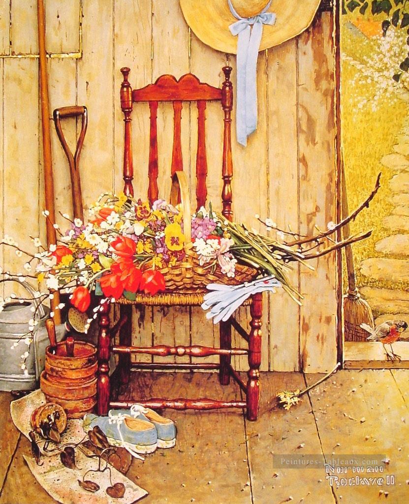 春の花 1969 ノーマン ロックウェル油絵